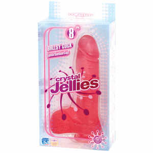 DILDO REALISTIC CRYSTAL JELLIES BALLSY COCKS W/ SUCTION CUP 8 PINK, lungime 20.3 cm