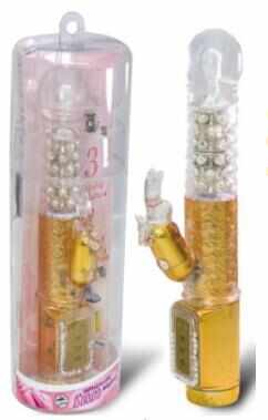 Vibrator Waterproof Running Diamond Gold Vibrator pentru stimulare vaginala si clitoridiana, 22 cm