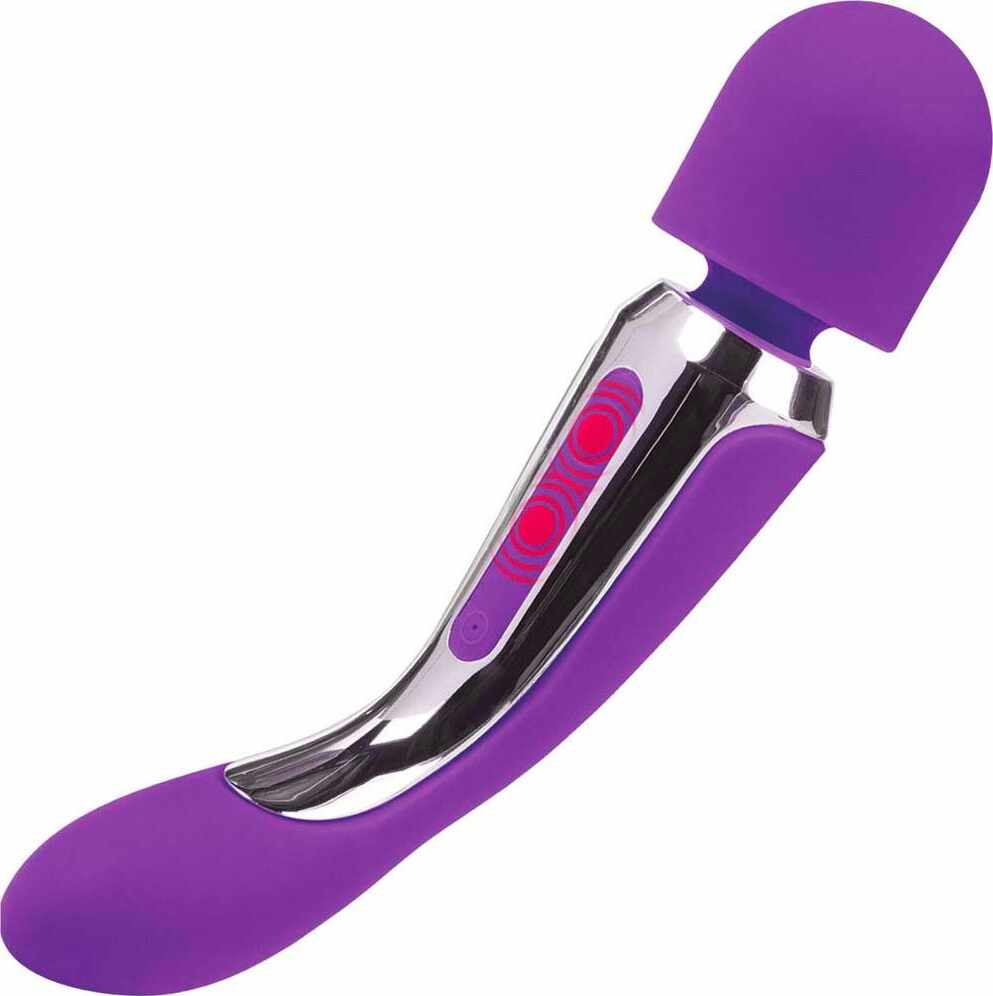 Massager Embrace Body Wand 2 Capete Stimulatoare 7 Moduri Vibratii USB Violet 22.4 cm
