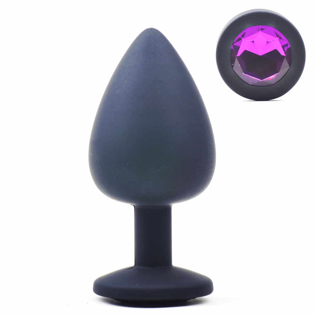 Dop Anal Silicon Diamond Buttplug Large Negru/Mov Mokko Toys