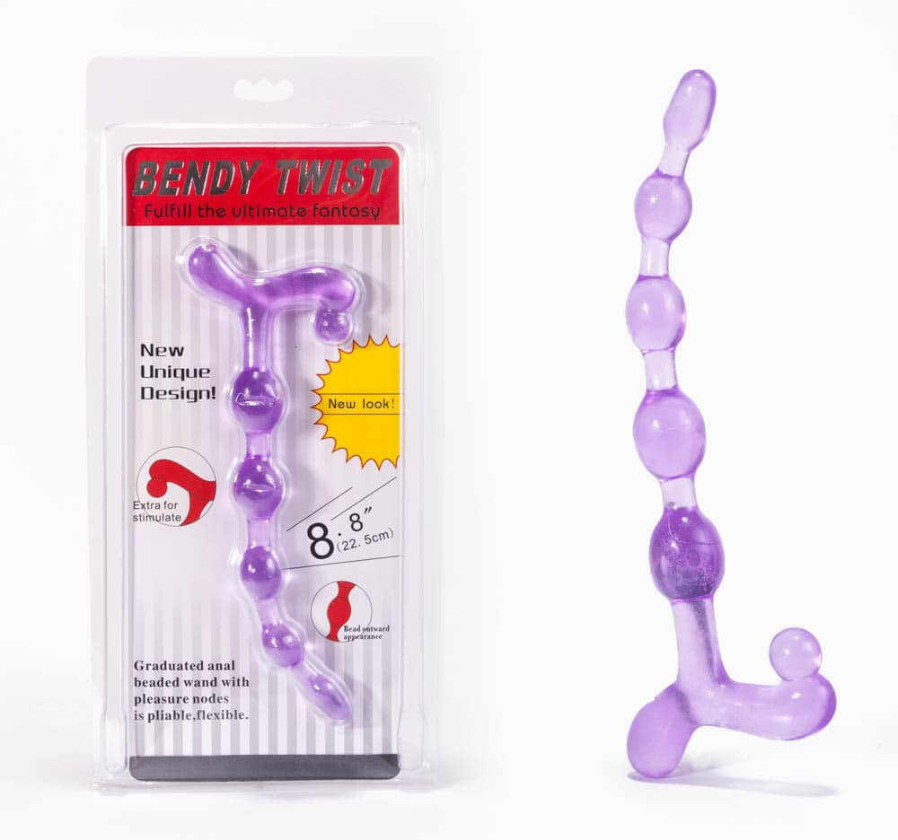 Bendy Twist Anal Beads Purple - Diameter (cm) 