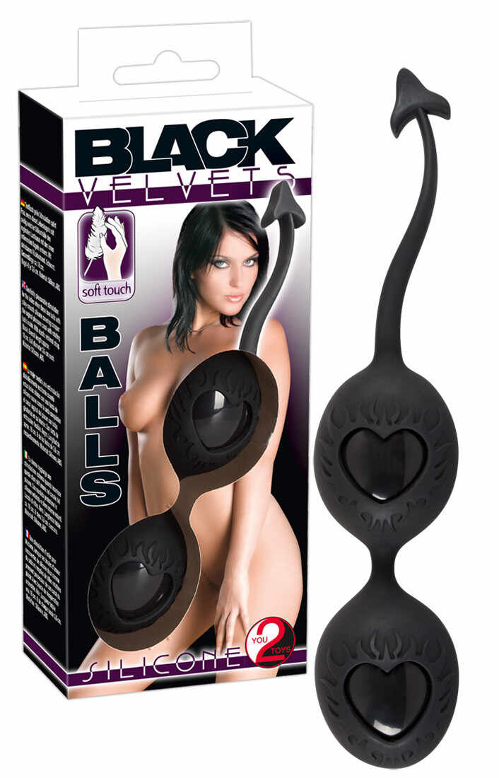 Black Velvet Silicone Love Balls Black - Diameter (cm) 