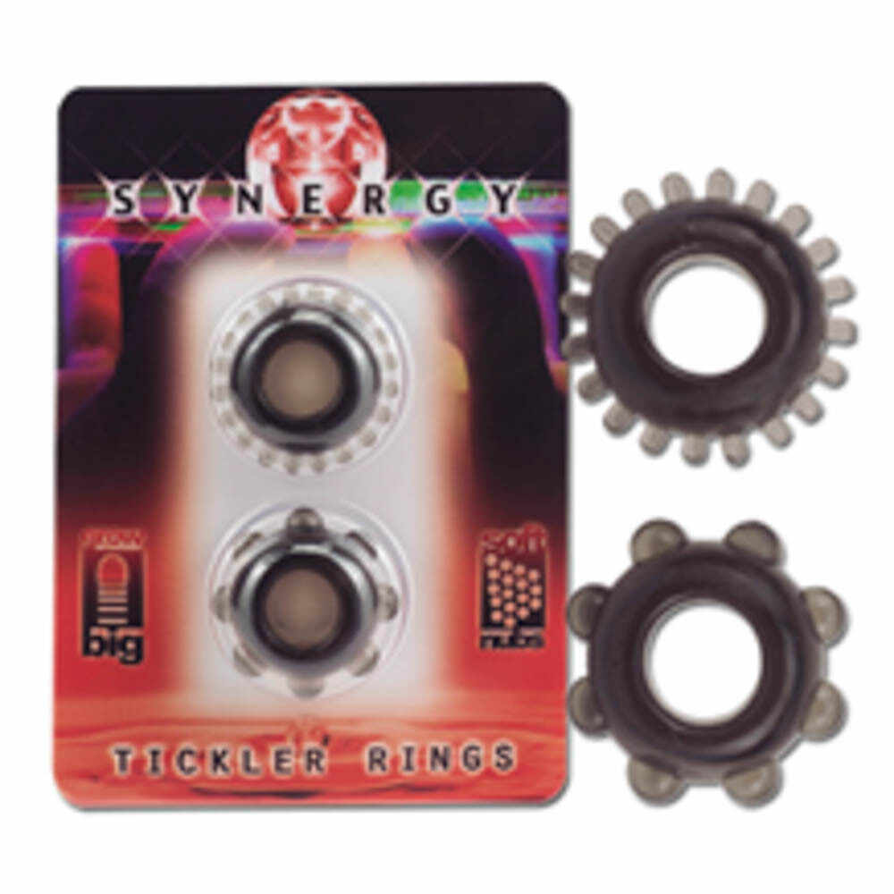 Synergy Tickler Rings Color Black. Set of 2 rings black. Soft and elastic. - Diameter (cm) 