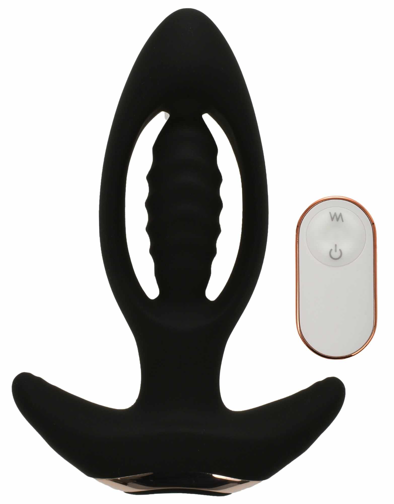 Dop Anal Expension Remote Control 9 Moduri Vibratii Silicon USB Negru 12.6 cm Guilty Toys