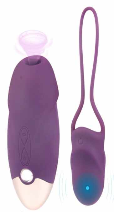 Set Luzie Stimulator Clitoris Sucking+Ou Vibrator Remote Control 10 Moduri Vibratii 7 Moduri Suctiune Silicon USB Mov Guilty Toys