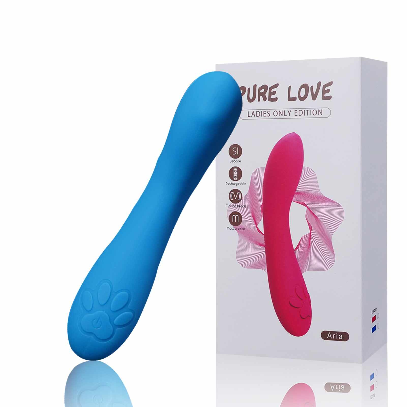 Vibrator Aria Pure Love, Moving Bead, 10 Moduri, Silicon, USB, Albastru, 16 cm