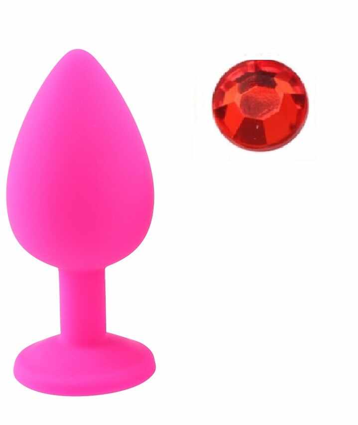 Dop Anal Silicone Buttplug Large Roz/Rosu Guilty Toys
