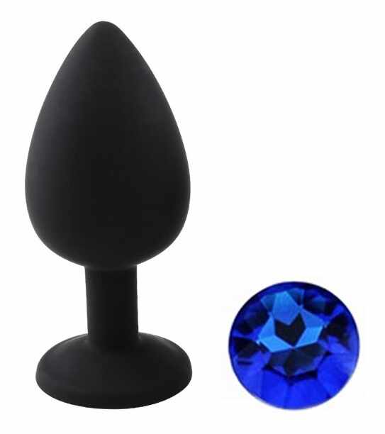 Dop Anal Silicone Buttplug Large Silicon Negru/Albastru Guilty Toys