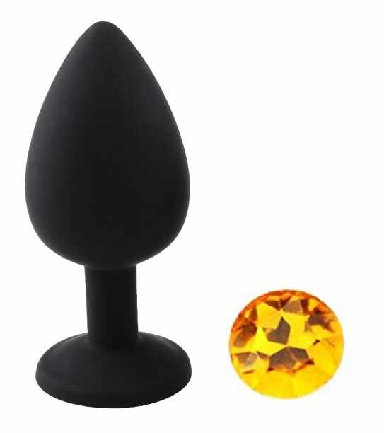 Dop Anal Silicone Buttplug Large Silicon Negru/Galben Guilty Toys