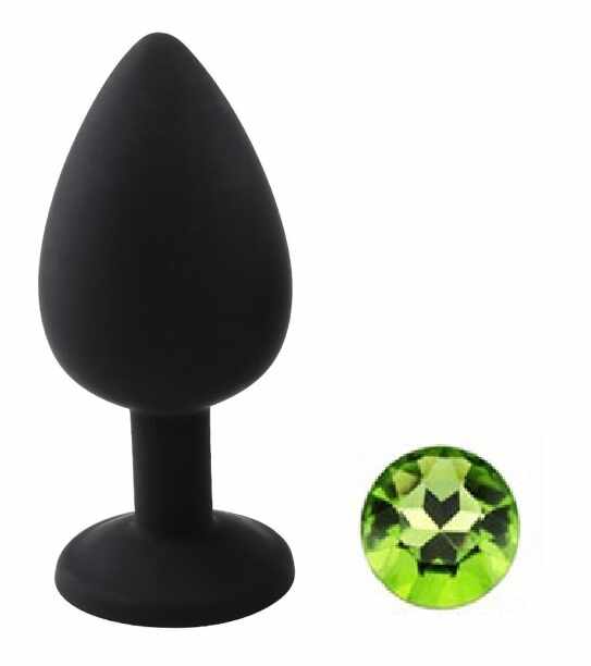 Dop Anal Silicone Buttplug Large Silicon Negru/Verde Deschis Guilty Toys
