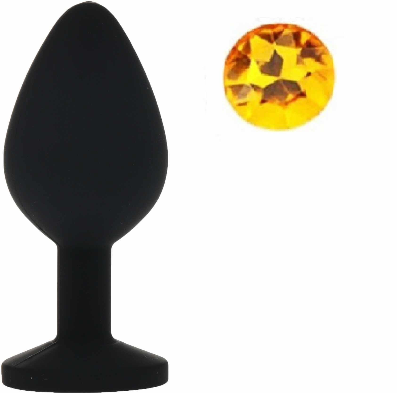 Dop Anal Silicone Buttplug Small Negru/Galben Guilty Toys