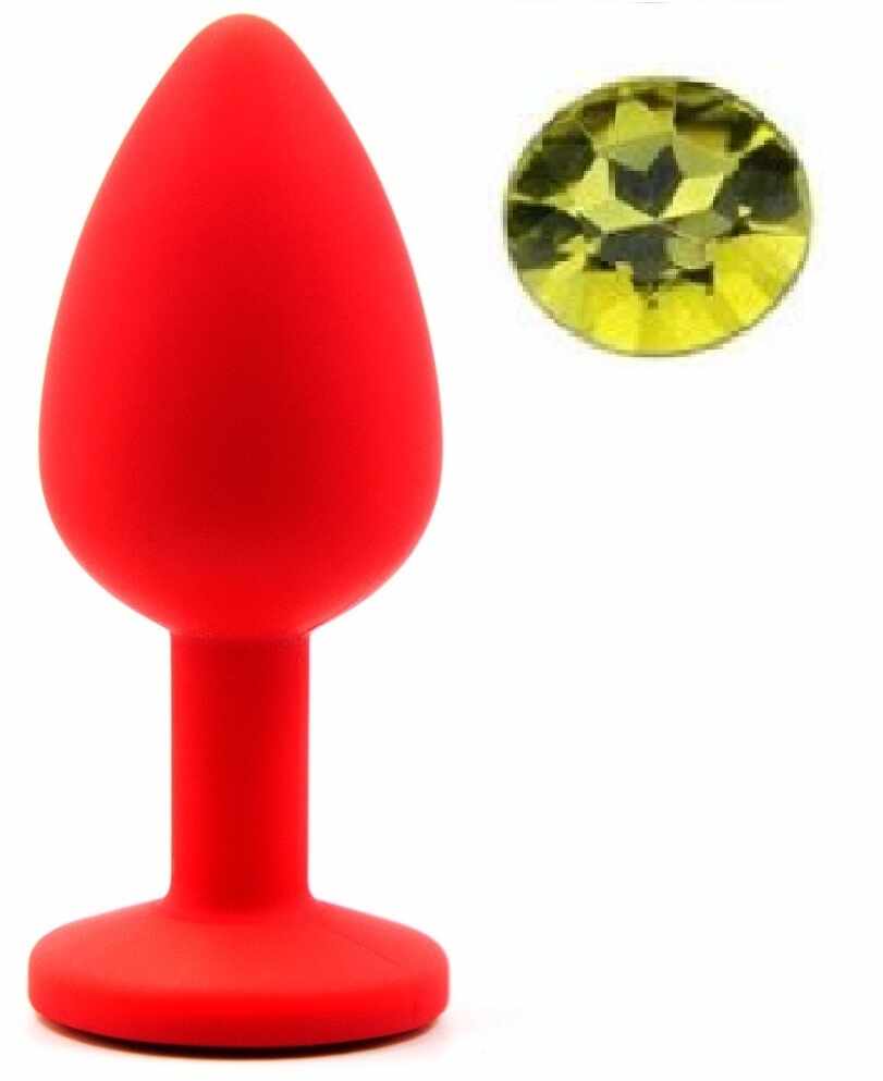 Dop Anal Silicone Buttplug Small Rosu/Galben Inchis Guilty Toys