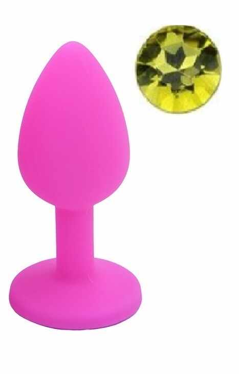 Dop Anal Silicone Buttplug Small Silicon Roz/Galben Inchis Guilty Toys