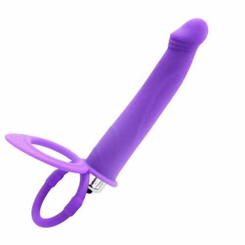 Inel Dublu de Penis cu Stimulator Anal 10 Moduri Vibratii Silicon Mov Mokko Toys