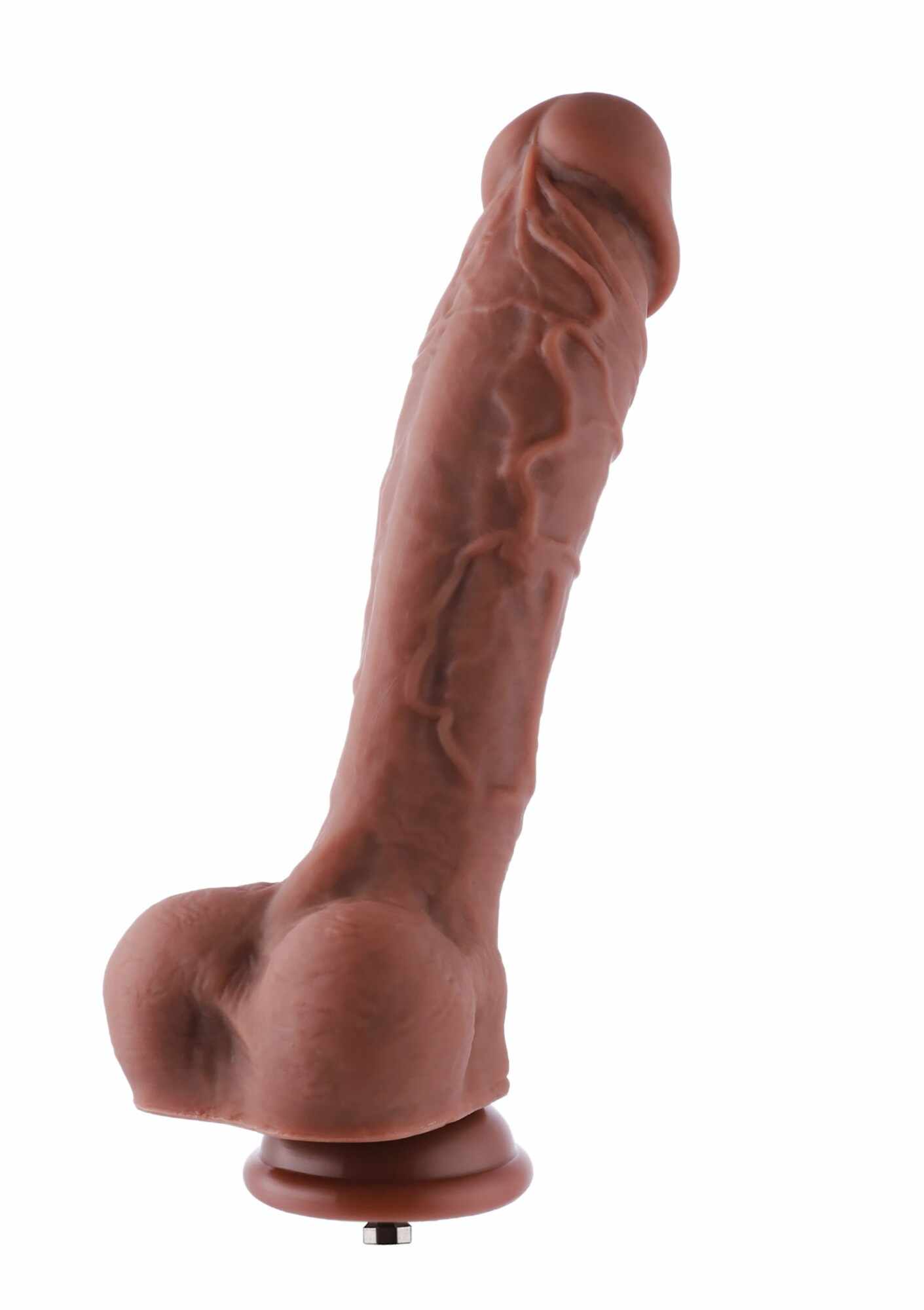 Dildo Realist Conectare KlicLok pentru Masini de Sex Hismith, Maro, 23cm
