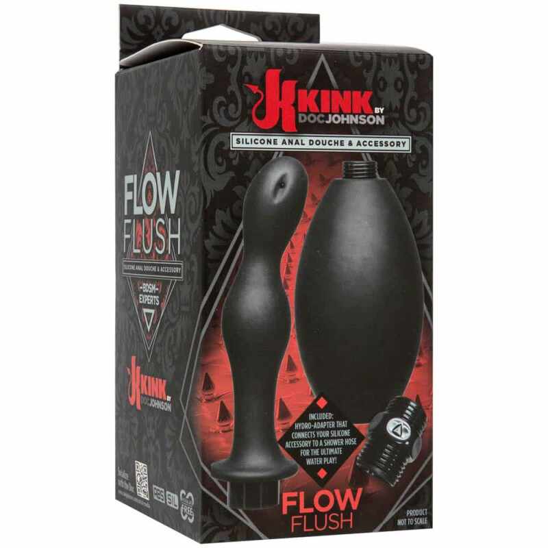 KINK - FLOW FLUSH - BLACK - SILICONE ANAL DOUCHE AND ACCESSORY