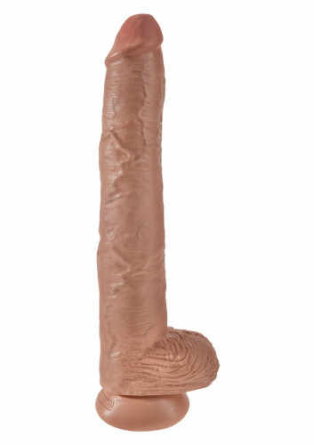 King Cock Penis cu Testicule 35 cm - culoare Caramel